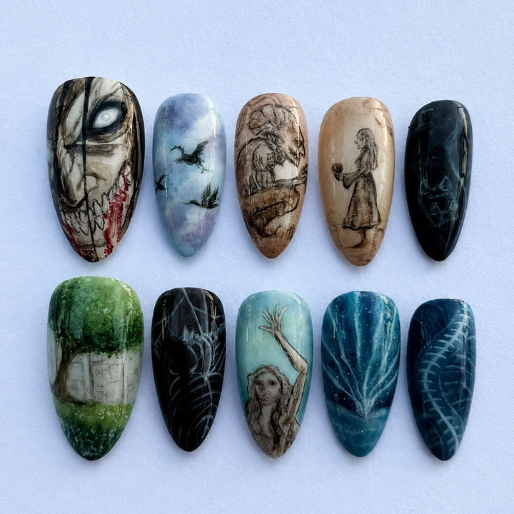 Artificial nail set with creative and imaginative designs Kalsten