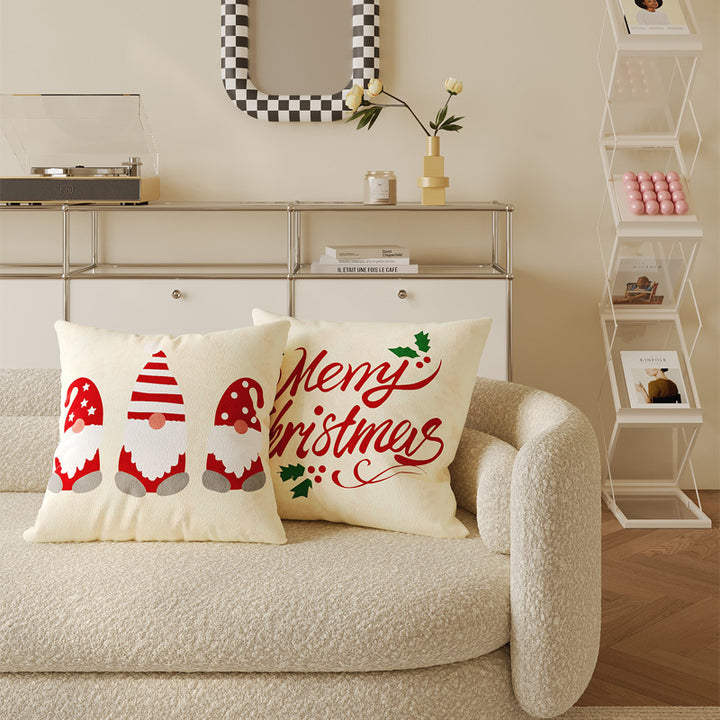 Decorative Holiday Merry Christmas Cotton-Linen Throw Pillow Cover