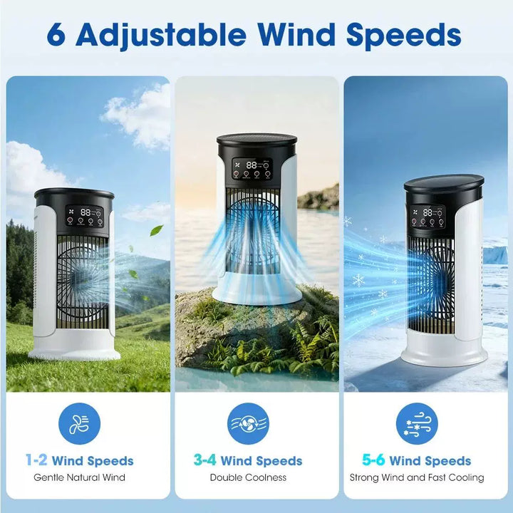 Unisex one size compact personal evaporative tower cooler with refillable cooling packs, whisper-quiet fan and touch control Kalsten