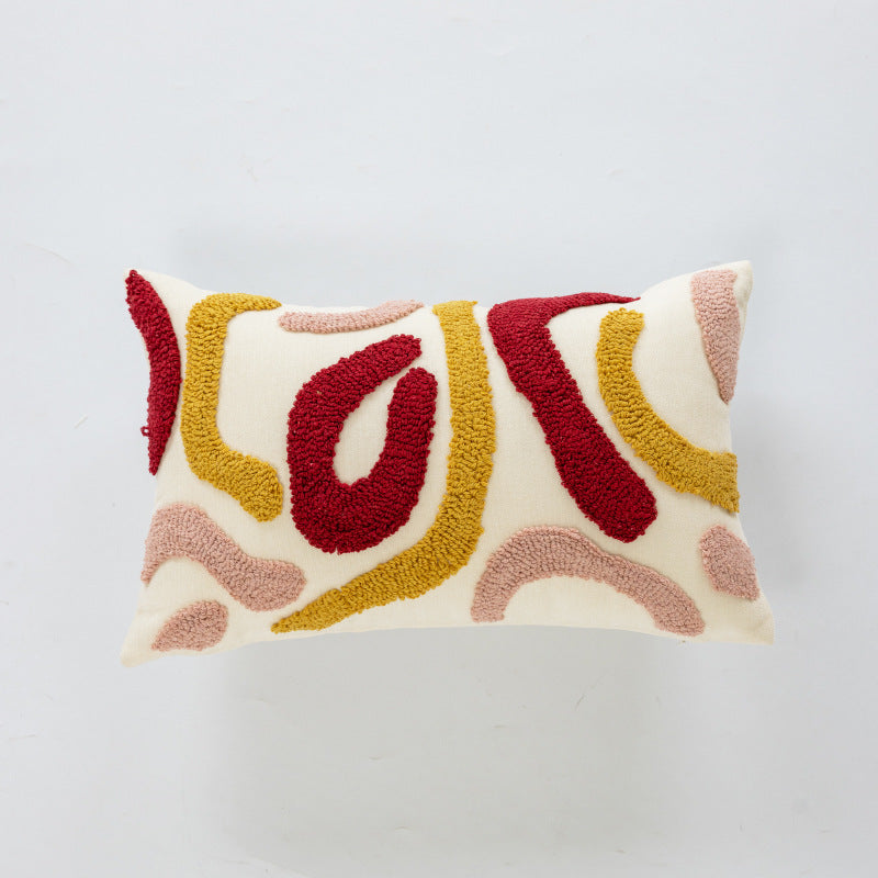 Plush Faux Fur Ribbed Grid Square Throw Pillow with Channel-Quilt Texture