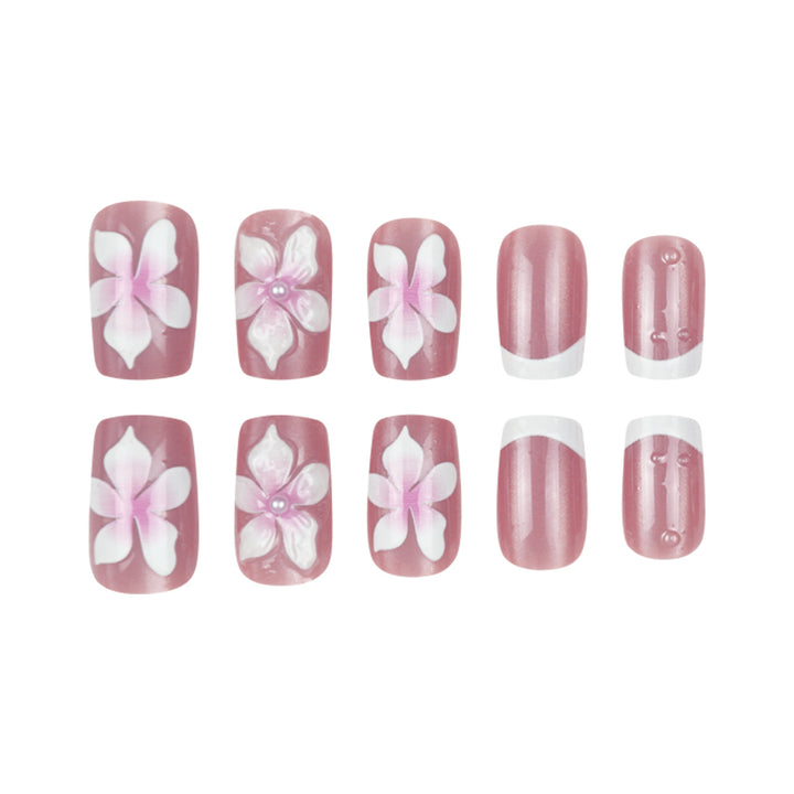 Decorative Floral French Tip Press-On Nails Kalsten