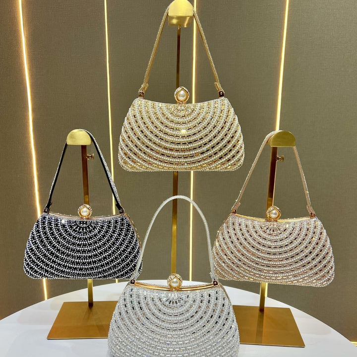 Decorative Crystal-Studded Evening Handbag