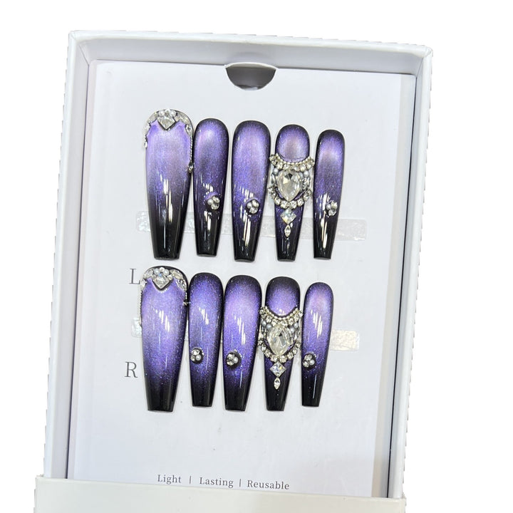 Decorative Press-On Nail Art Set with Gemstone Accents Kalsten