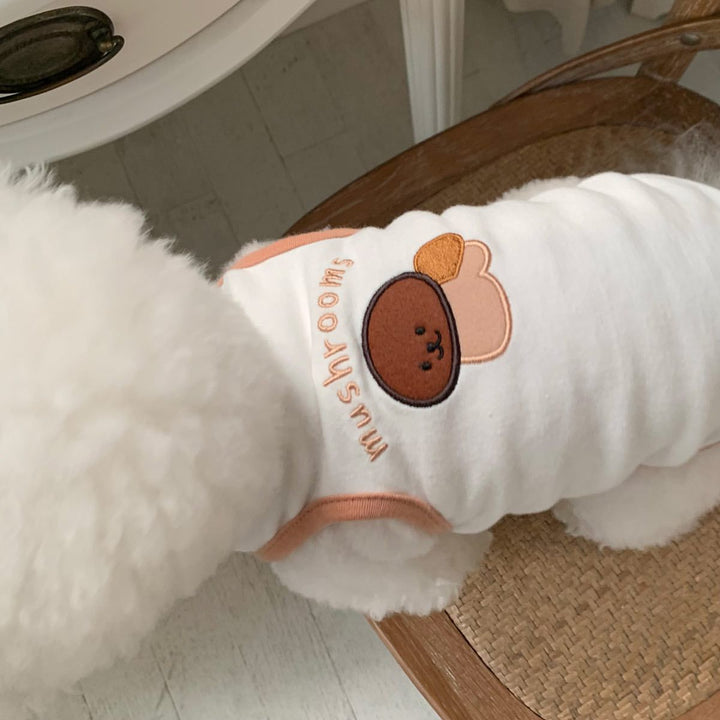 Cotton Stretch Pet Tank Top with Mushroom Applique