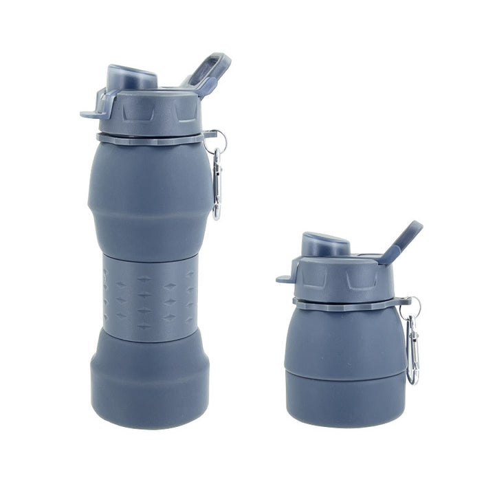 Unisex Silicone Water Bottle with Carabiner Hook and Folding Mechanism Kalsten