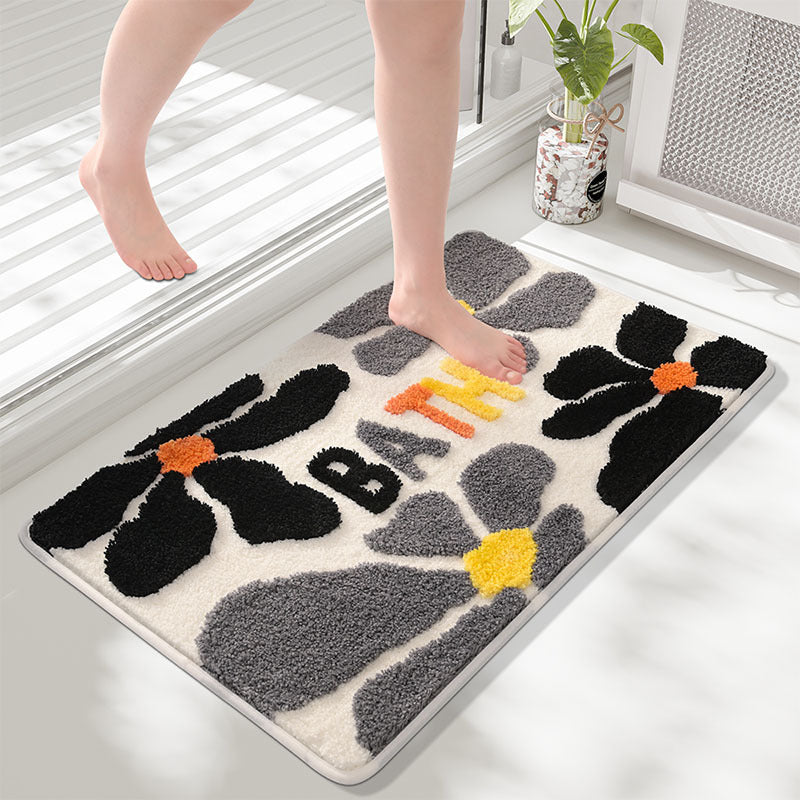 Floral-Themed Memory Foam Bath Mat Kalsten