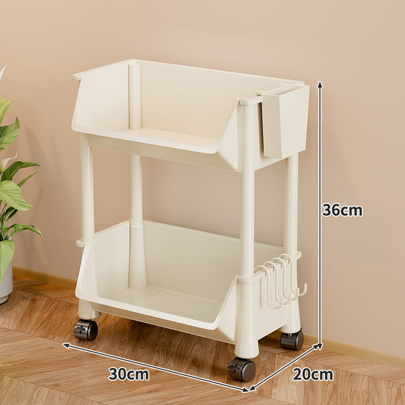 Slim Four-Tier Rolling Storage Cart with Stacking Open Bins