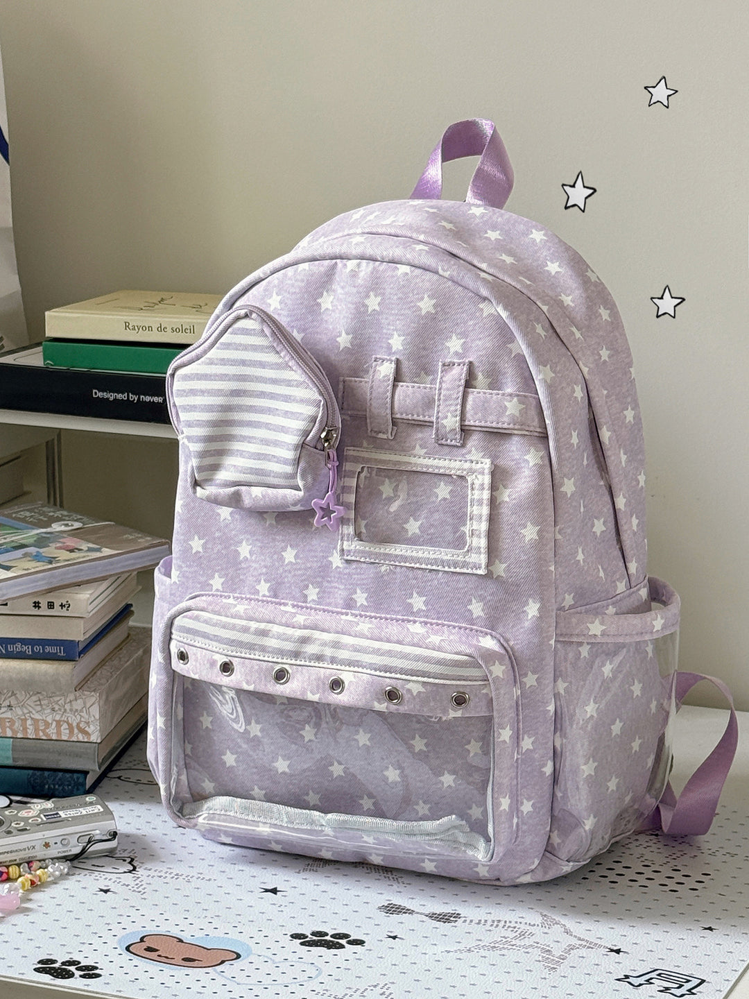 Stylish Multi-Pocket Clear Panel Backpack Kalsten