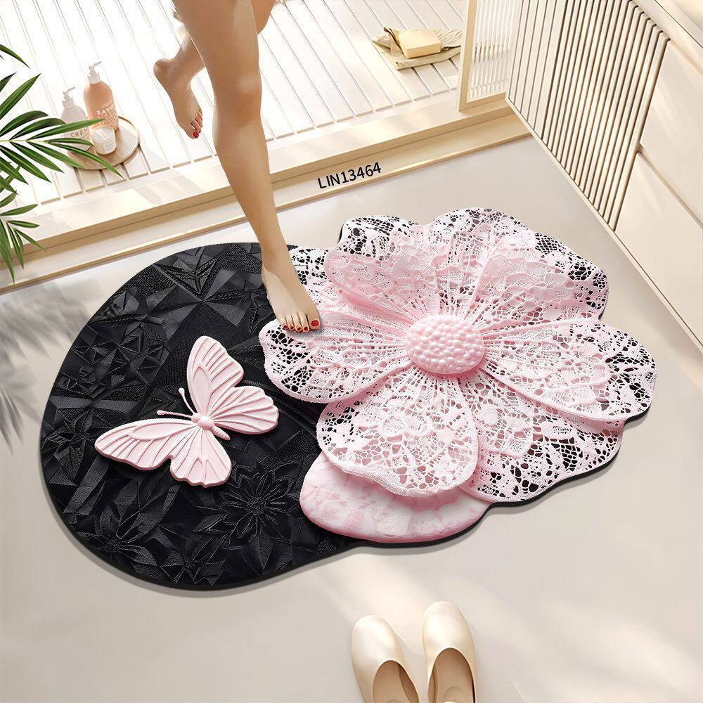 Floral Design Decorative Bath Mat