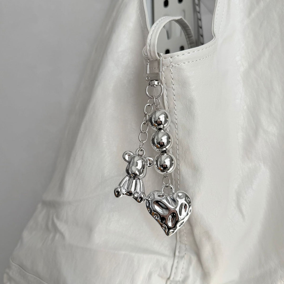 Playful Bear and Heart Charm Keychain Kalsten