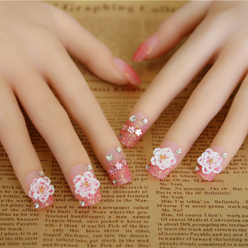 Decorative Gemstone and Bow Press-On Nail Set
