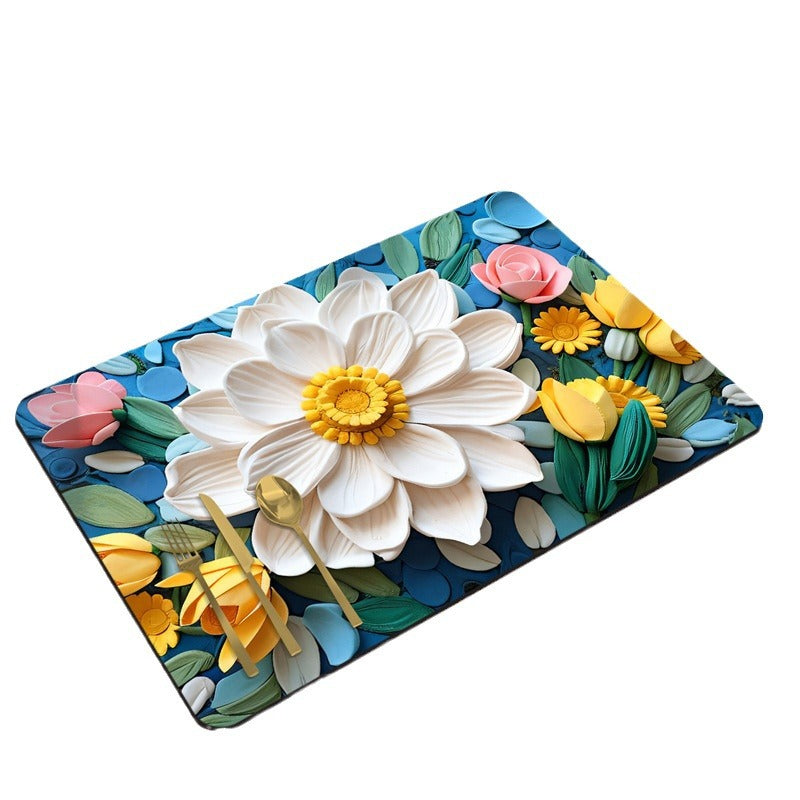 Floral Design Anti-Slip Kitchen Mat