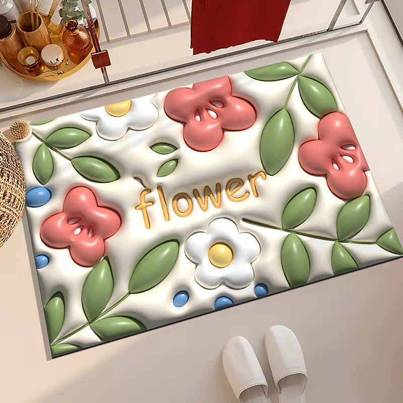 Floral Pattern Bath Mat for Bathroom