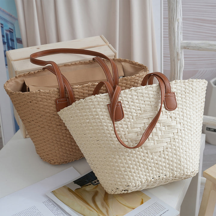 Elegant basket bag with high-quality leather handles Kalsten