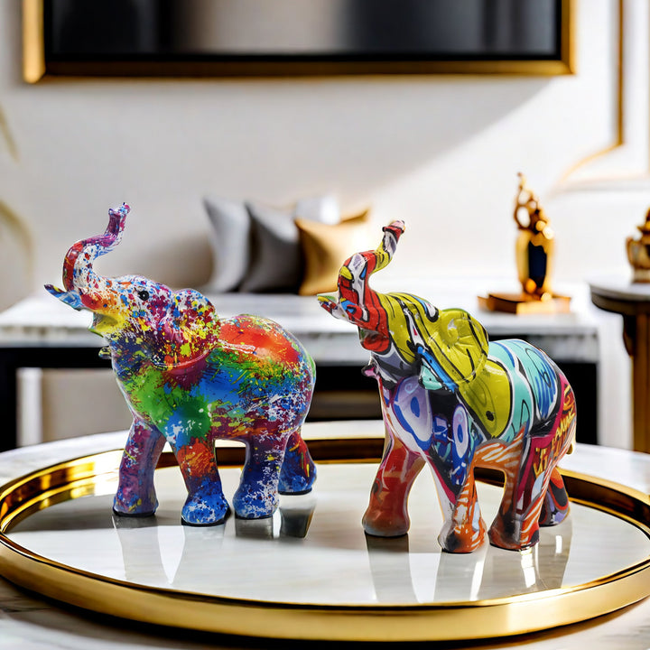 Colorful Elephants Figurine Kalsten