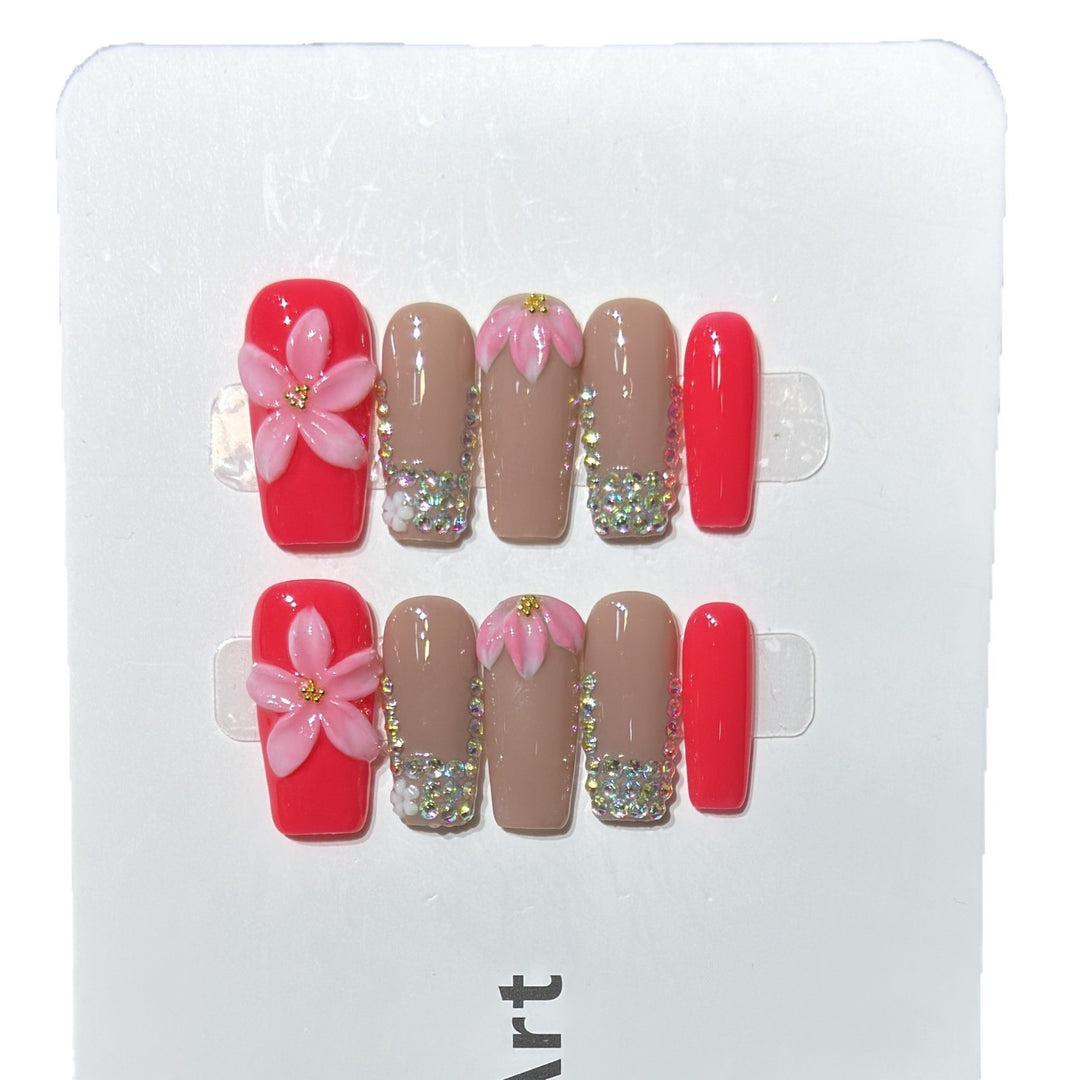 Decorative Floral Press-On Nail Art Set Kalsten 1788224002