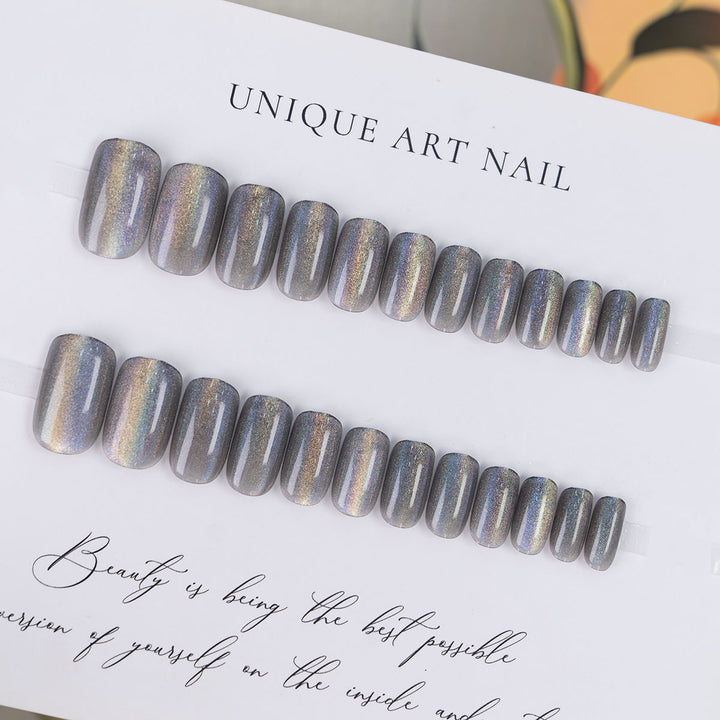 Iridescent Glitter Press-On Nail Set