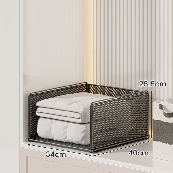 Perforated Steel Fabric Storage Basket with Raised Sliding Base