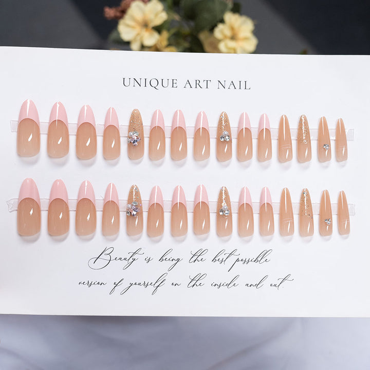 Decorative Stiletto Press-On Nails with Gemstone Accents