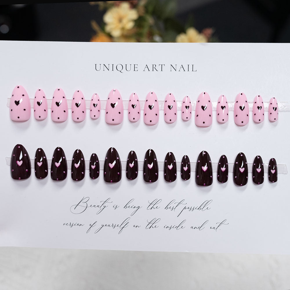 Heart Patterned Nail Art