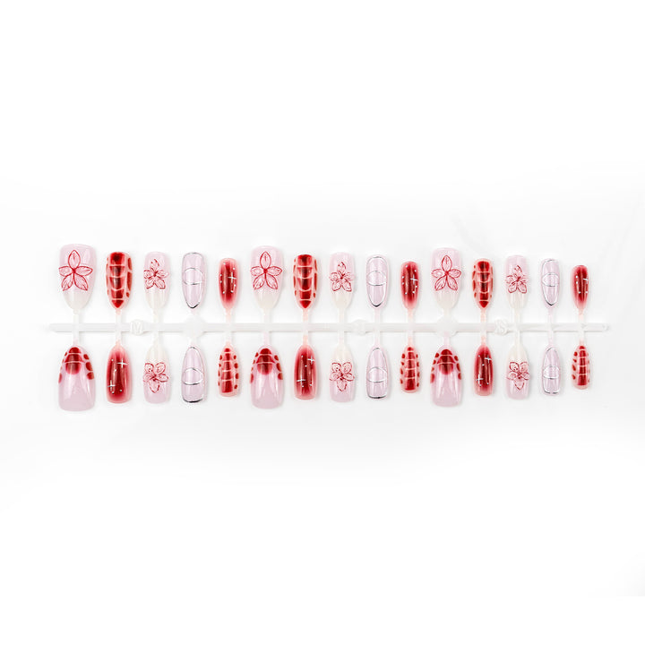 Artistic Floral-Embossed Press-On Nail Set 1790738683