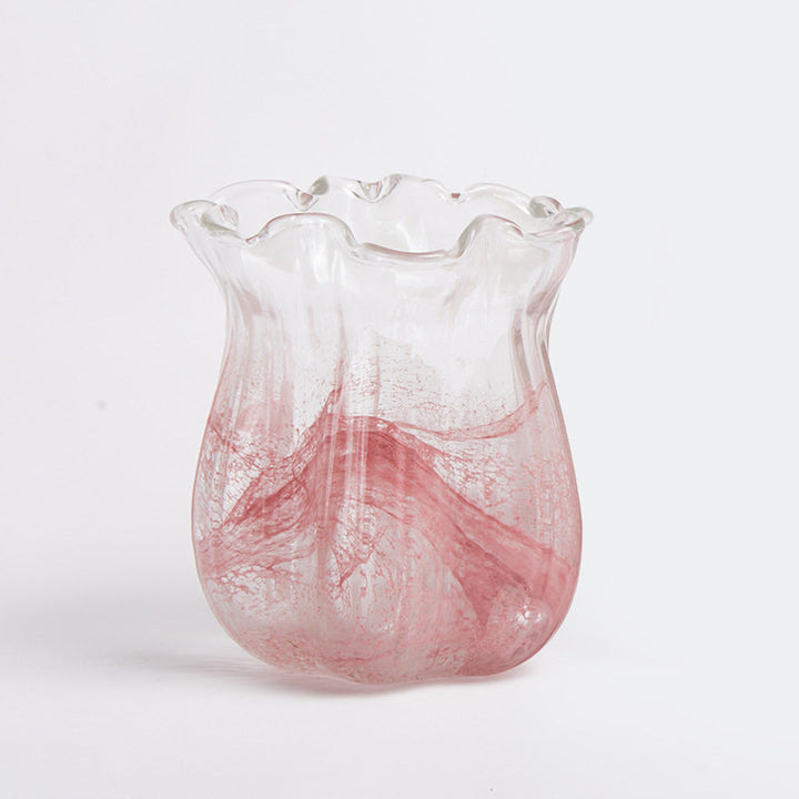 Handblown Ruffled-Tulip Art Glass Decorative Vase Kalsten