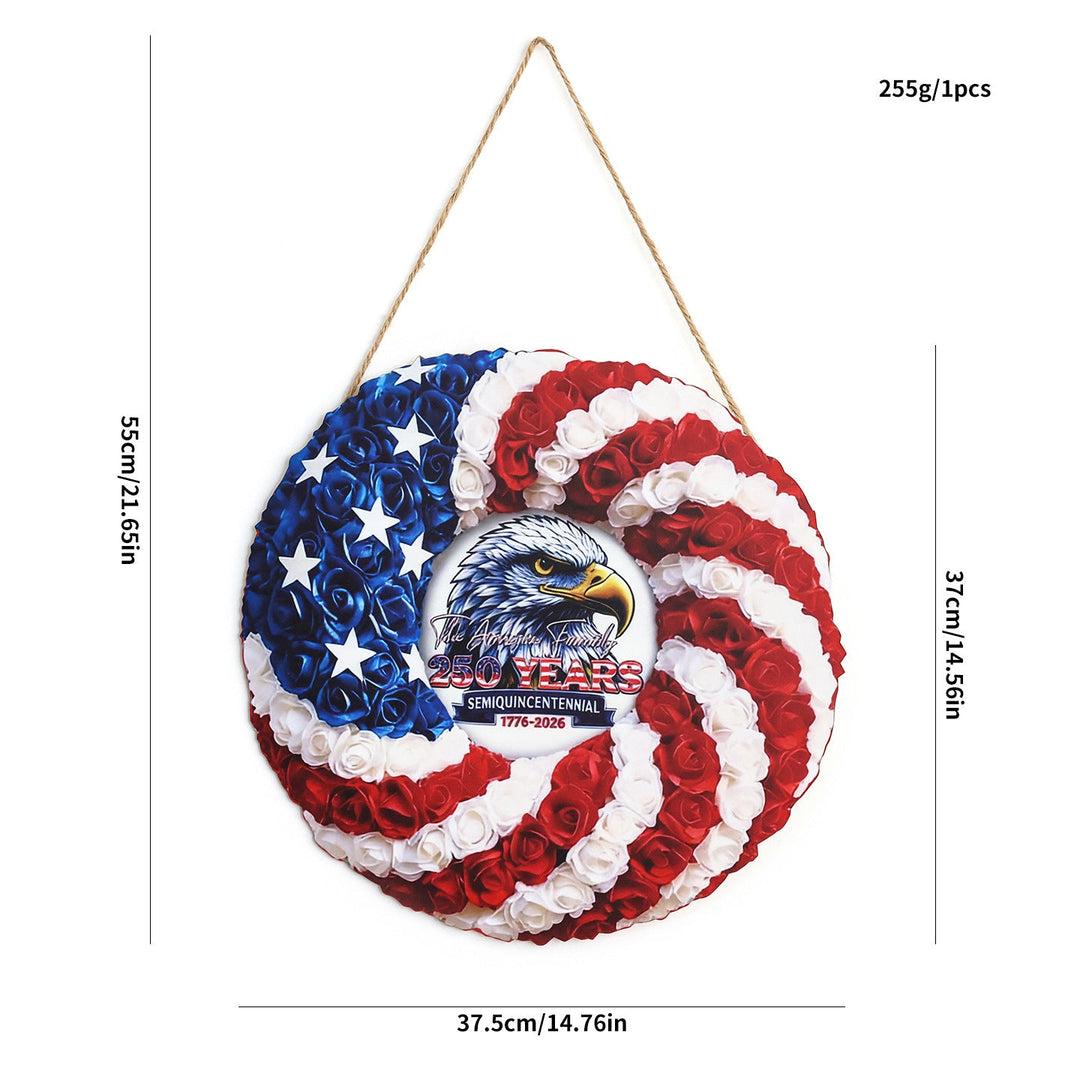 Unisex nan Patriotic Americana Burlap Ribbon Star Door Wreath with Jute Hanger Kalsten