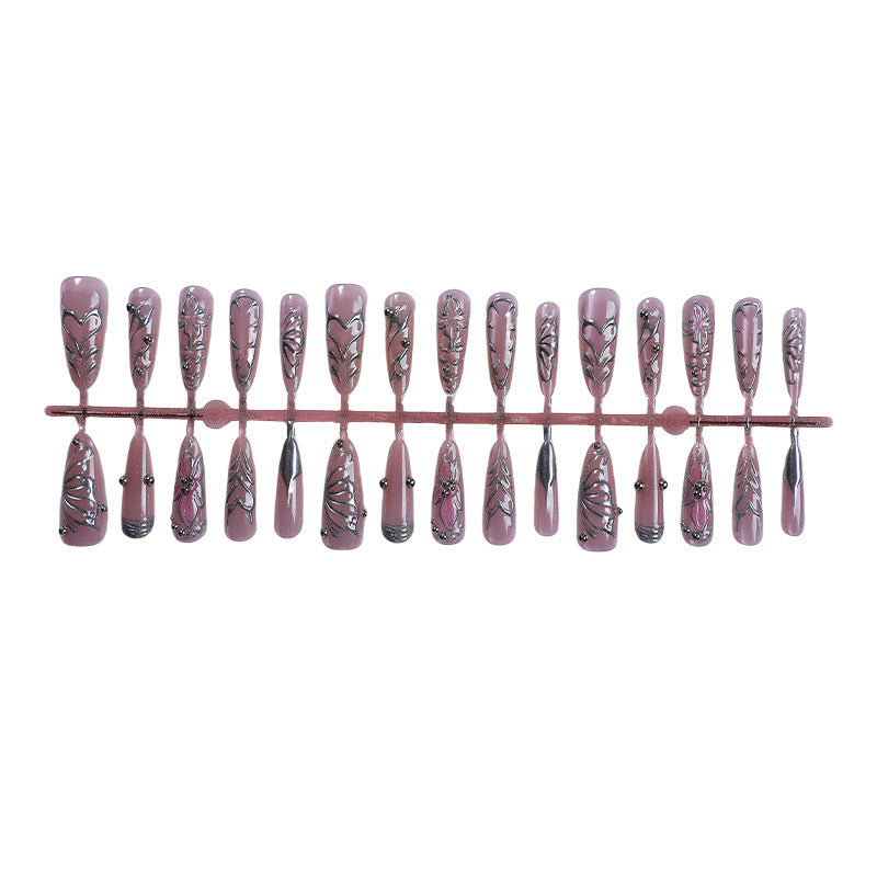 Elegant Artificial Nails with Filigree Patterns Kalsten