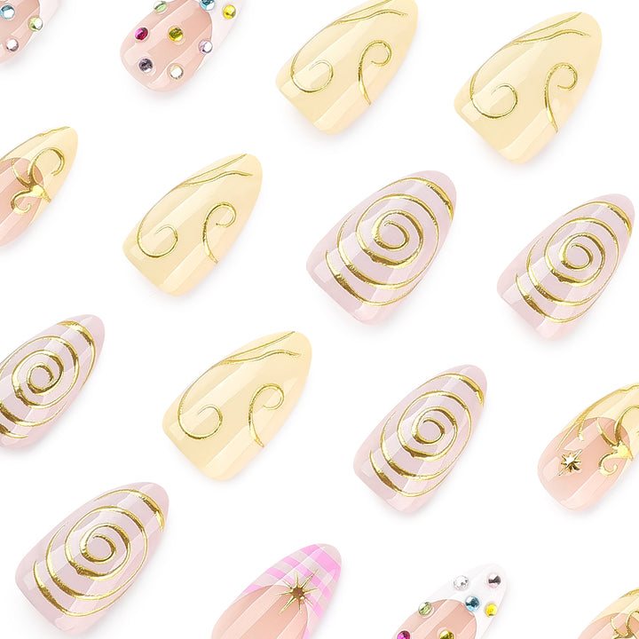 Artful Nail Art with Glitter and Spiral Design Kalsten
