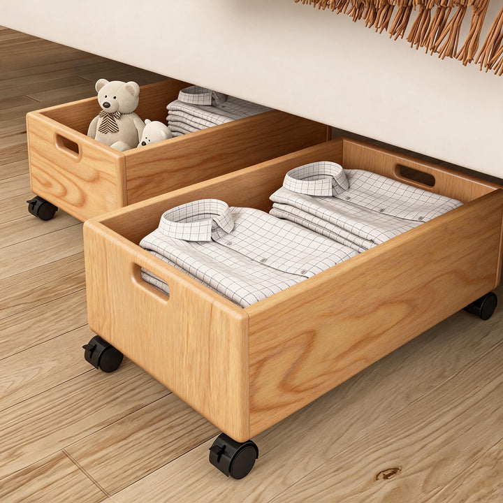 Under-Bed Rolling Mesh Storage Basket with Castor Wheels