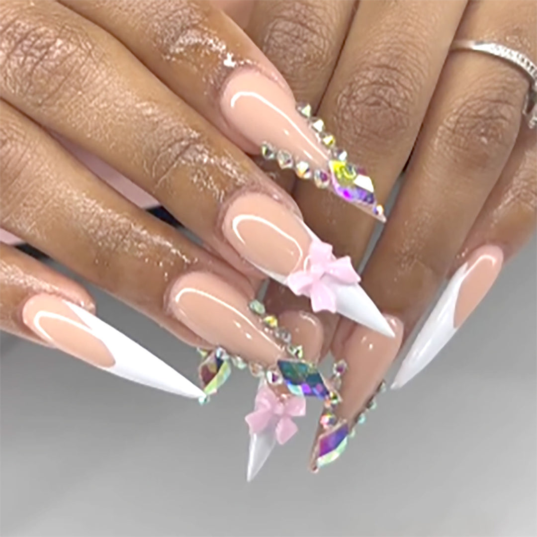 Decorative Stiletto Press-On Nails with Rhinestone Accents Kalsten