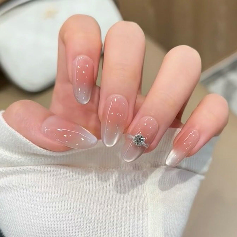 Elegantly Designed Ombre Press-On Nails with Rhinestone Accents Kalsten