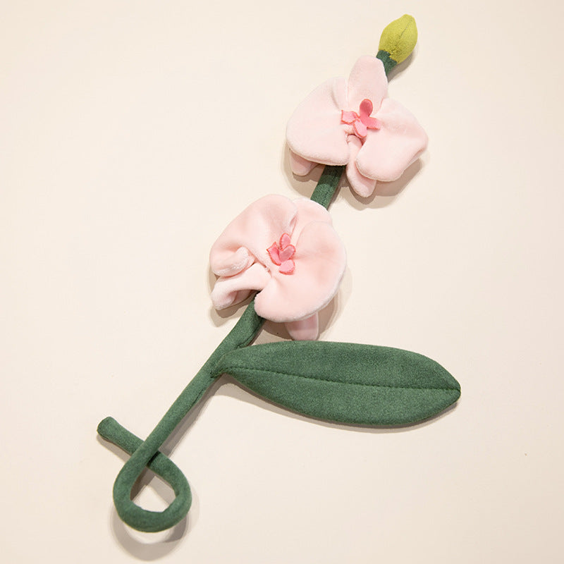 Plush Corduroy Tulip Cat Teaser Toy with Fluffy Pom Bud & Flexible Stem Kalsten