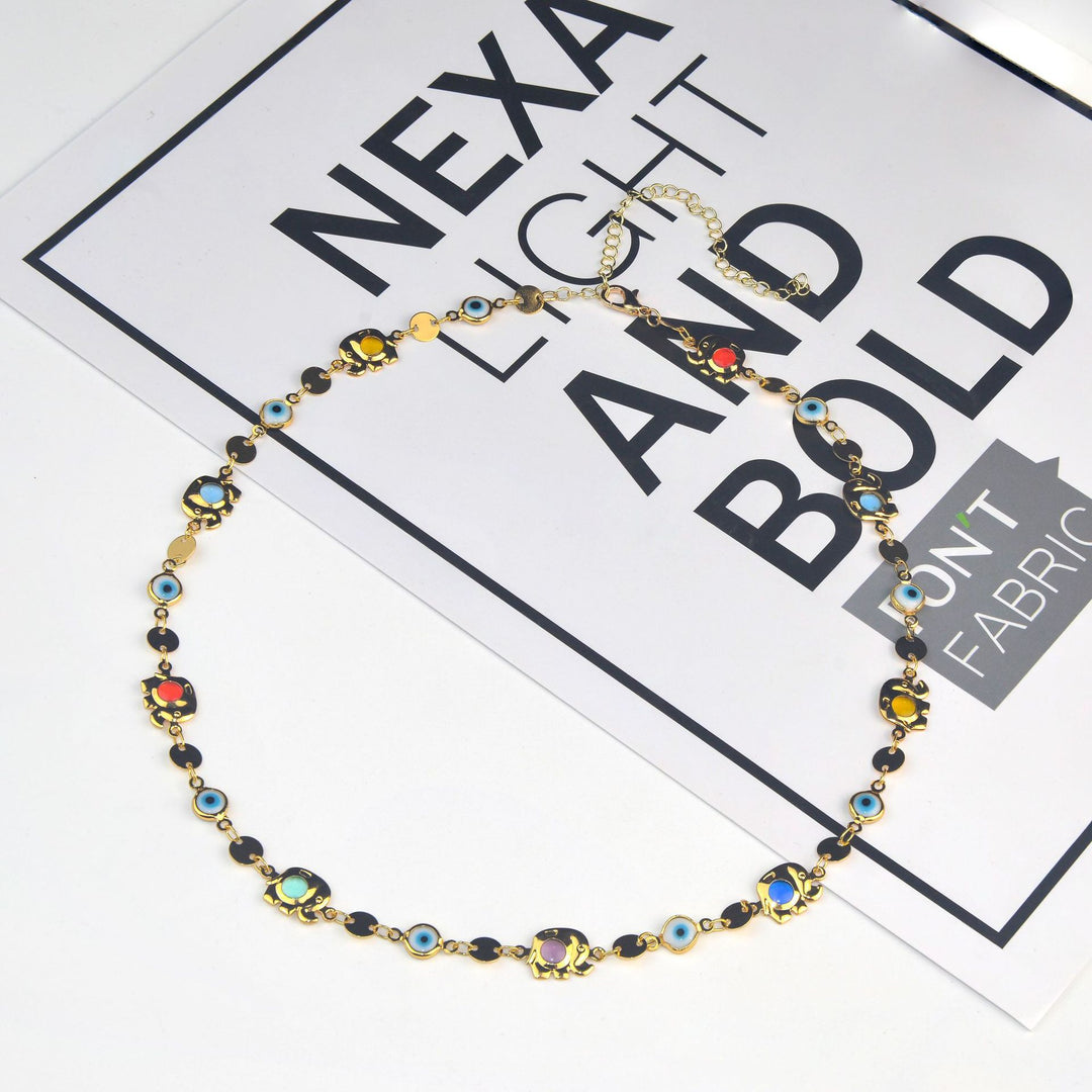 Colorful Eye Charm Statement Necklace Kalsten