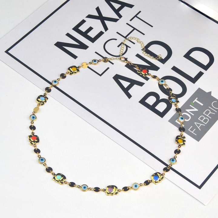Colorful Eye Charm Statement Necklace Kalsten