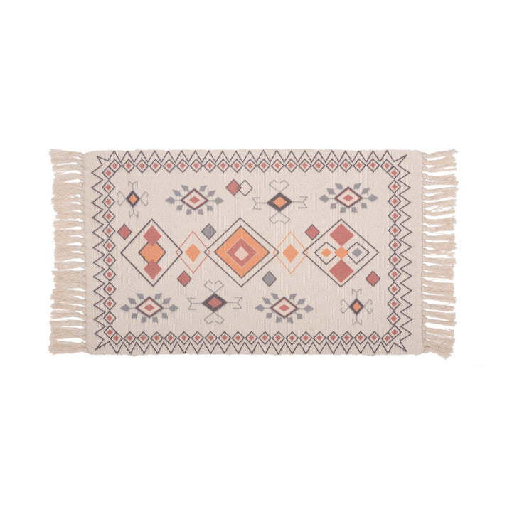 Decorative runner for dining table and console in Boho-Mandala design with fringes Kalsten