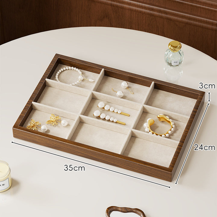 Twelve-Compartment Bamboo Jewelry Organizer Tray