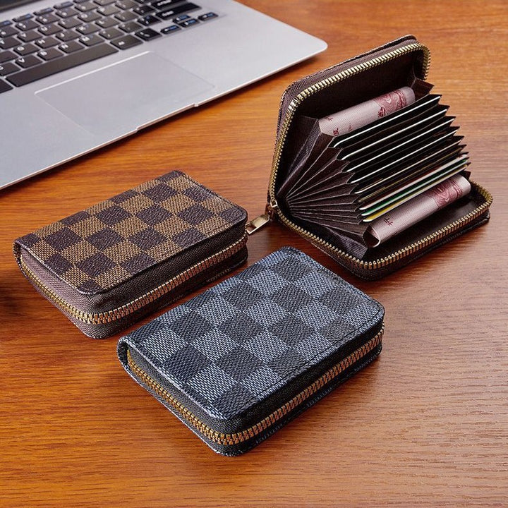 Checkerboard Pattern Zippered Wallet