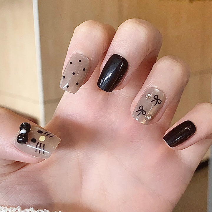 Glamorous Press-On Nail Set with Decorative Gemstone Accents Kalsten