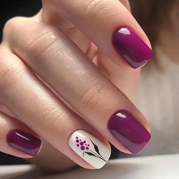Floral Themed Acrylic Nail Art Kalsten
