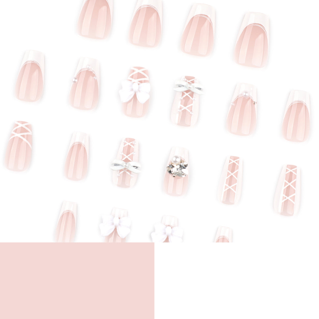 Artful Nail Art with Bows and Rhinestone Decorations Kalsten
