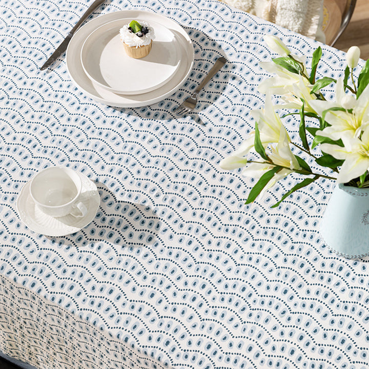 Cotton tablecloth with graphic all-over pattern and contrasting hem edge Kalsten