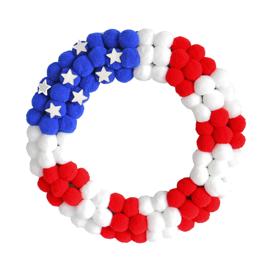Unisex nan patriotic pom pom front door wreath with star embellishments Kalsten