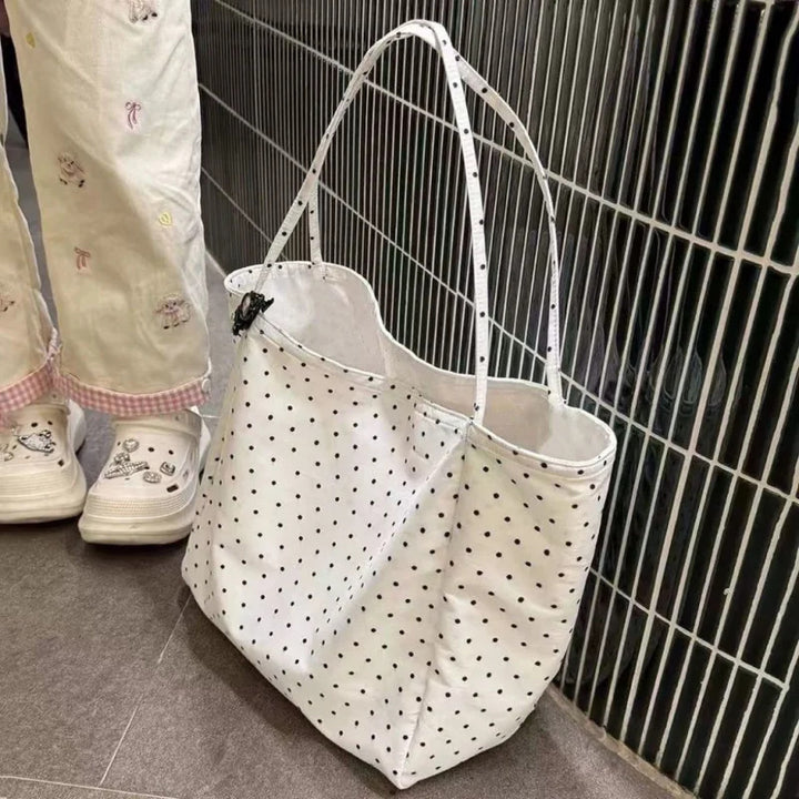 Trendy cotton bag with dots Kalsten