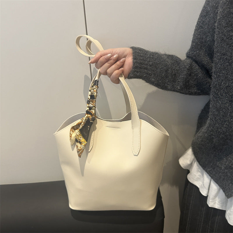 Sophisticated Scarf-Accented Tote Bag