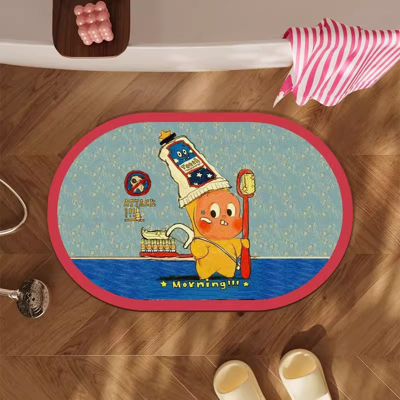 Cartoon-Themed Bath Mat for Bathroom
