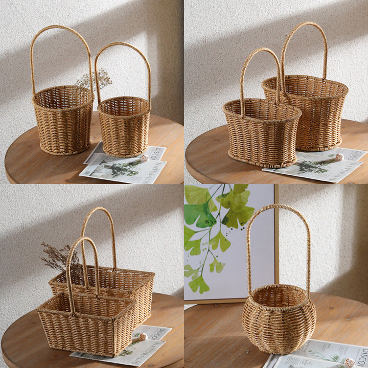Decorative Woven Storage Basket with Mushroom Emblem Kalsten