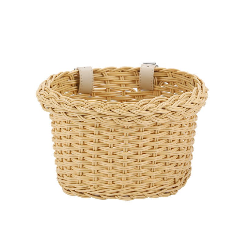 Woven Storage Basket with Vegan Leather Handles Kalsten