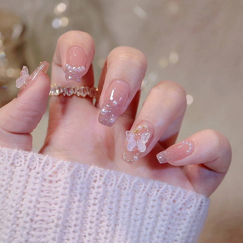 Premium Decorative Press-On Nail Set with Butterfly Accents Kalsten