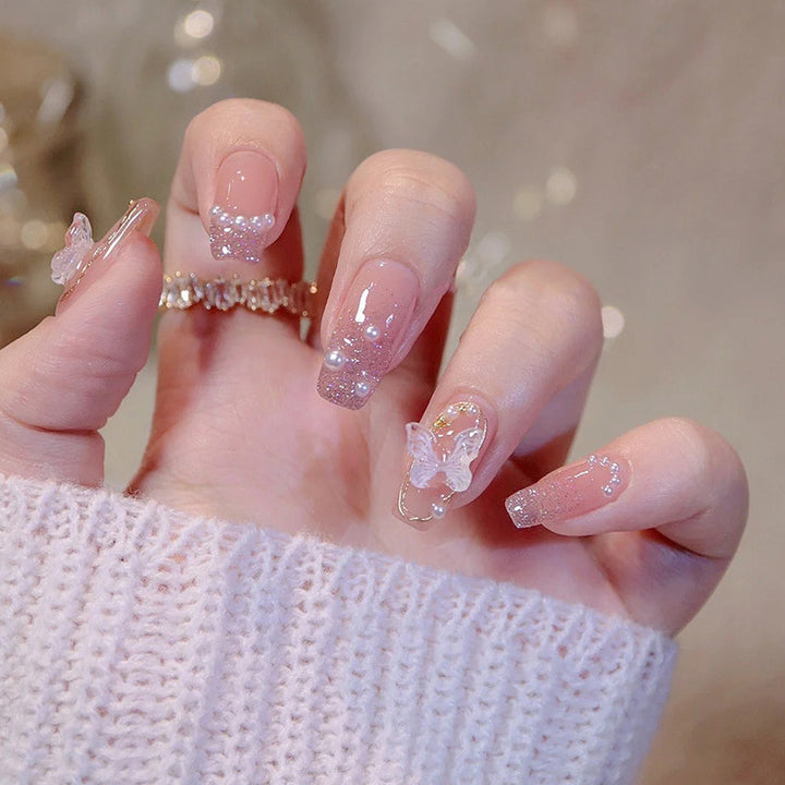 Premium Decorative Press-On Nail Set with Butterfly Accents Kalsten
